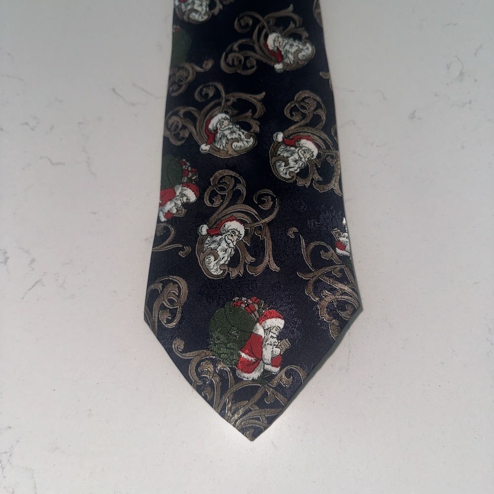 VTG Santa Claus Golden Christmas Necktie Tie